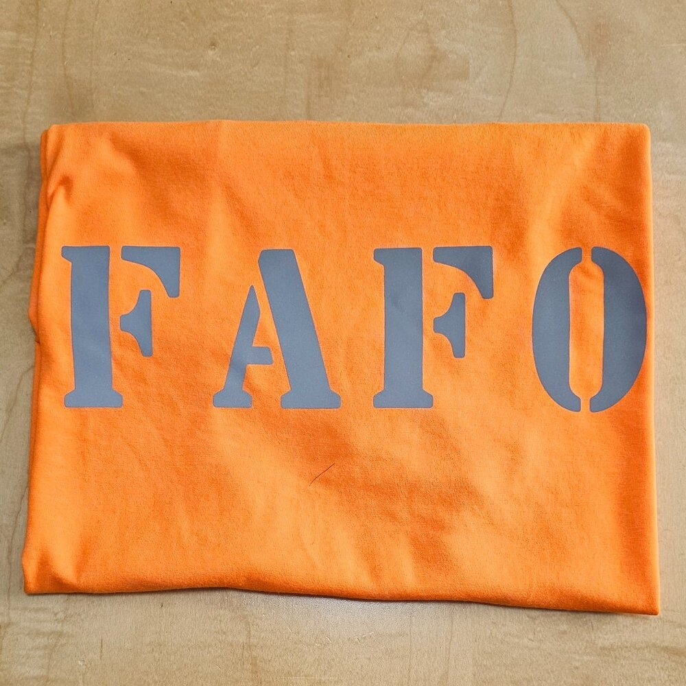 "FAFO" Safety Orange Reflective Graphic T-Shirt
